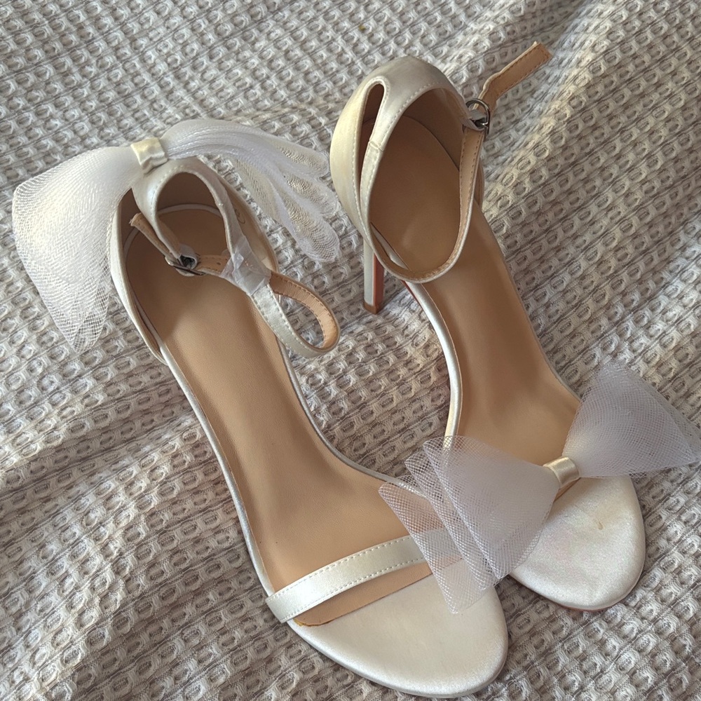 Elegant White Ankle Strap Heels